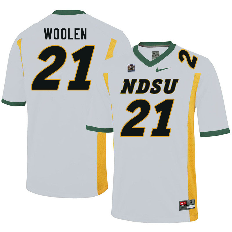 Men #21 Donovan Woolen North Dakota State Bison College Football Jerseys Stitched-White Men #21 Donovan Woolen North Dakota State Bison College Football Jerseys Stitched-White